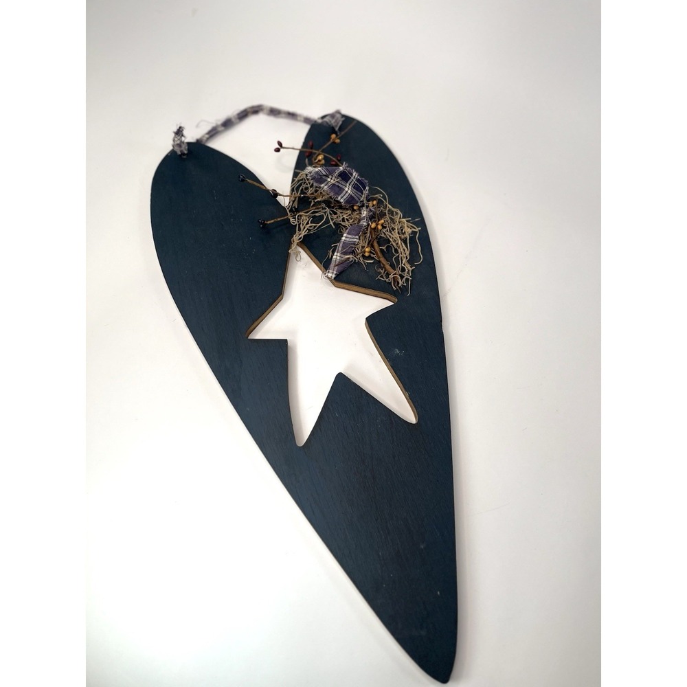 Rustic Primitive Heart Wall Decor Wood Star Cutout Farmhouse Hanging